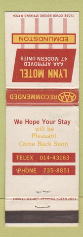 Matchbook Cover - Lynn Motel Edmunston NB