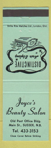 Matchbook Cover - Joyce's Beauty Salon Sussex NB LIGHT GREEN