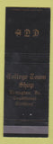 Matchbook Cover - College Town Shop Lexington VA Clothes