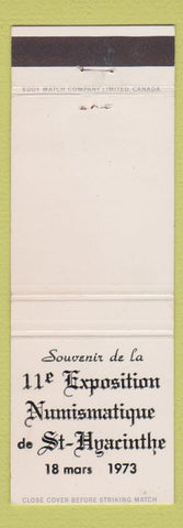 Matchbook Cover - Numismatique Exposition St Hyacinthe QC 1973