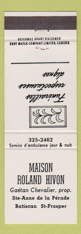 Matchbook Cover - Maison Roland Hivon QC