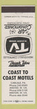 Matchbook Cover - Coast to Coast Motels Carlisle PA Hinton WV Ansted
