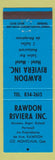 Matchbook Cover - Rawdon Riviera Hotel Motel QC BLUE