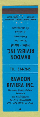 Matchbook Cover - Rawdon Riviera Hotel Motel QC BLUE