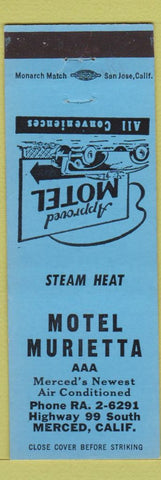 Matchbook Cover - Motel Murietta Merced CA