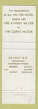 Matchbook Cover - Cofru Hilton Hotel Athens