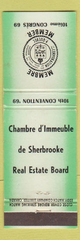 Matchbook Cover - Chambre D Immeuble Sherbrooke QC Real Estate Board WEAR