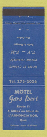 Matchbook Cover - Motel Gars Dort L Annonciation QC