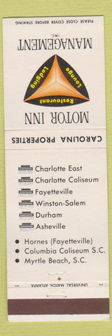 Matchbook Cover - Motor Inn Management Myrtle Beach Columbia SC