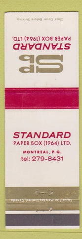 Matchbook Cover - Standard Paper Box Montreal qC 1964