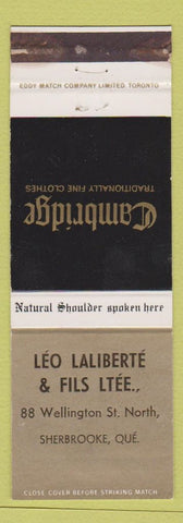 Matchbook Cover - Cambridge Clothes Leo Laliberte Sherbrooke QC