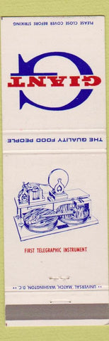 Matchbook Cover - Giant Food Grocery 1st Telegram Baltimore MD