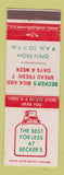 Matchbook Cover - Beck's Milk and Bread stores
