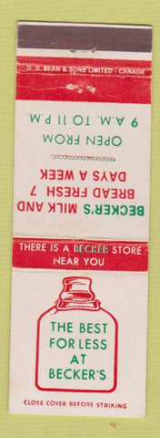 Matchbook Cover - Beck's Milk and Bread stores