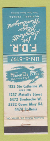 Matchbook Cover - Frank De Rice Spaghetti Pizza Canada WEAR