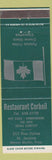 Matchbook Cover - Restaurant Corbeil St Jerome QC TEAL