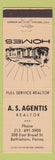 Matchbook Cover - AS Agentis Real Estate Bethlehem PA