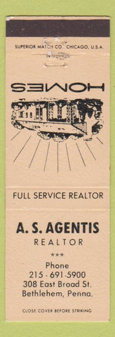 Matchbook Cover - AS Agentis Real Estate Bethlehem PA