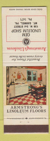 Matchbook Cover - Armstrong Linoleum Floors Mount Carmel PA