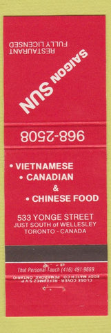 Matchbook Cover - Saigon Sun Vietnamese Chinese Toronto ON