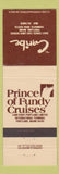 Matchbook Cover - Prince of Fundy Crusies Yarmouth NS Portland ME