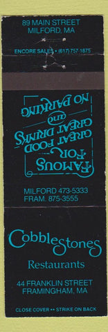 Matchbook Cover - Cobblestones Restaurants Framingham MA