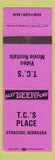 Matchbook Cover - TC's Place Syracuse NE movie rentals