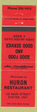 Matchbook Cover - Huron Restaurant Exeter ON RED