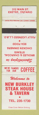 Matchbook Cover - New Burkley Steak House Tavern Exter ON WEAR
