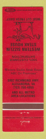 Matchbook Cover - Western Sizzlin Steak Alexandria VA
