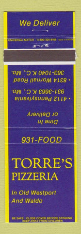 Matchbook Cover - Torre's Pizza Kansas City MO