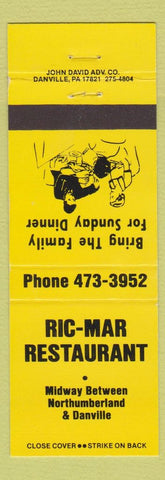 Matchbook Cover - Ric Mar Restaurant Northumberland Danville PA
