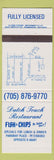 Matchbook Cover - Dutch Touch Restaurant  Canada