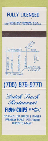 Matchbook Cover - Dutch Touch Restaurant  Canada
