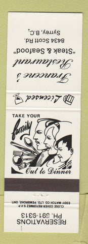 Matchbook Cover - Francene's Restaurant Syrrey BC