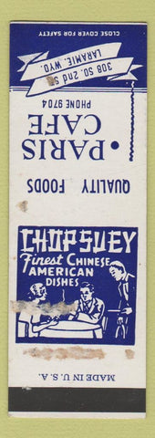 Matchbook Cover - Paris Cafe Laramie WY Chinese SAMPLE WORN