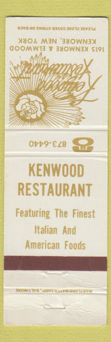 Matchbook Cover - Kenwood Restaurant Kenmore NY