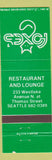 Matchbook Cover - Foxes Restaurant Seattle WA