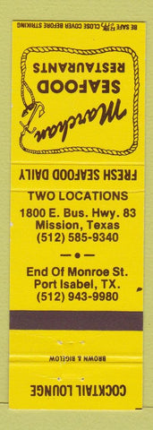 Matchbook Cover - Marchan Seafood Mission Port Isabel TX