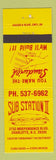 Matchbook Cover - Sub Station II Charlotte NC Sumter SC