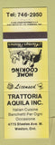 Matchbook Cover - Trattoria Aquila Italian Weston ON