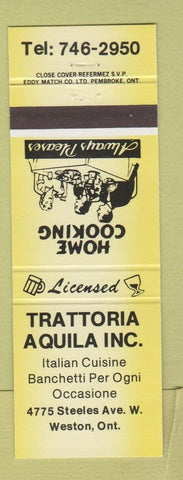Matchbook Cover - Trattoria Aquila Italian Weston ON