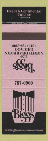Matchbook Cover - Biggs Chicago IL French Restaurant