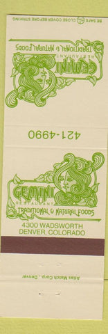 Matchbook Cover - Gemini Restaurant Denver Colorado girlie