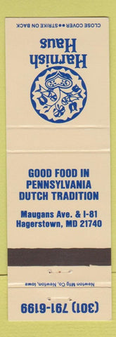 Matchbook Cover - Harnish Haus Dutch Hagerstown MD