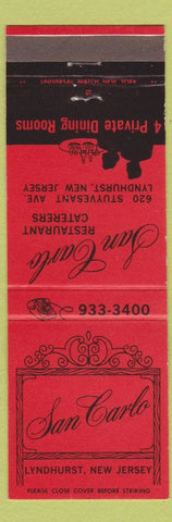Matchbook Cover - San Carlo Restaurant Lyndhurst NJ