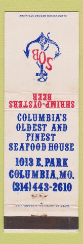 Matchbook Cover - Shrimp Oysters Beer Columbia MO WEAR