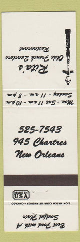 Matchbook Cover - Rita's Old French Quarters Restaurant New Orelans LA WEAR
