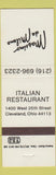 Matchbook Cover - Massimo da Milano Cleveland OH