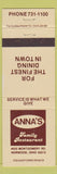Matchbook Cover - Anna's Family Restaurant Norwood OH